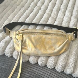 Gold Leather Belt Bag